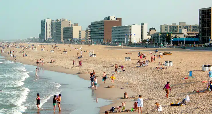 The Virgina Beach Oceanfront as viewed from the Virginia Beach Fishing Pier