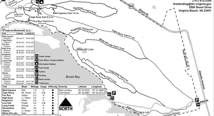 A map of the First Landing State Park running trails