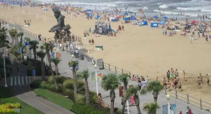 Crowded beach in Virginia Beach