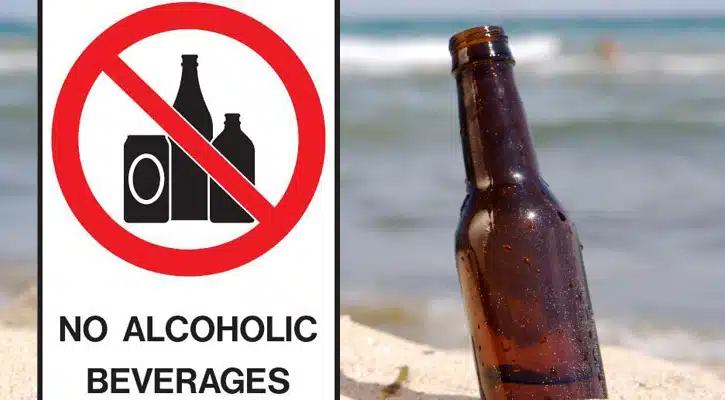 No alcohol or glass of any kind is allowed on the beach.